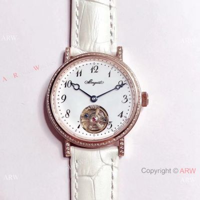 Copy Breguet Classique Flying Tourbillon Diamond Rose Gold Watch 32mm